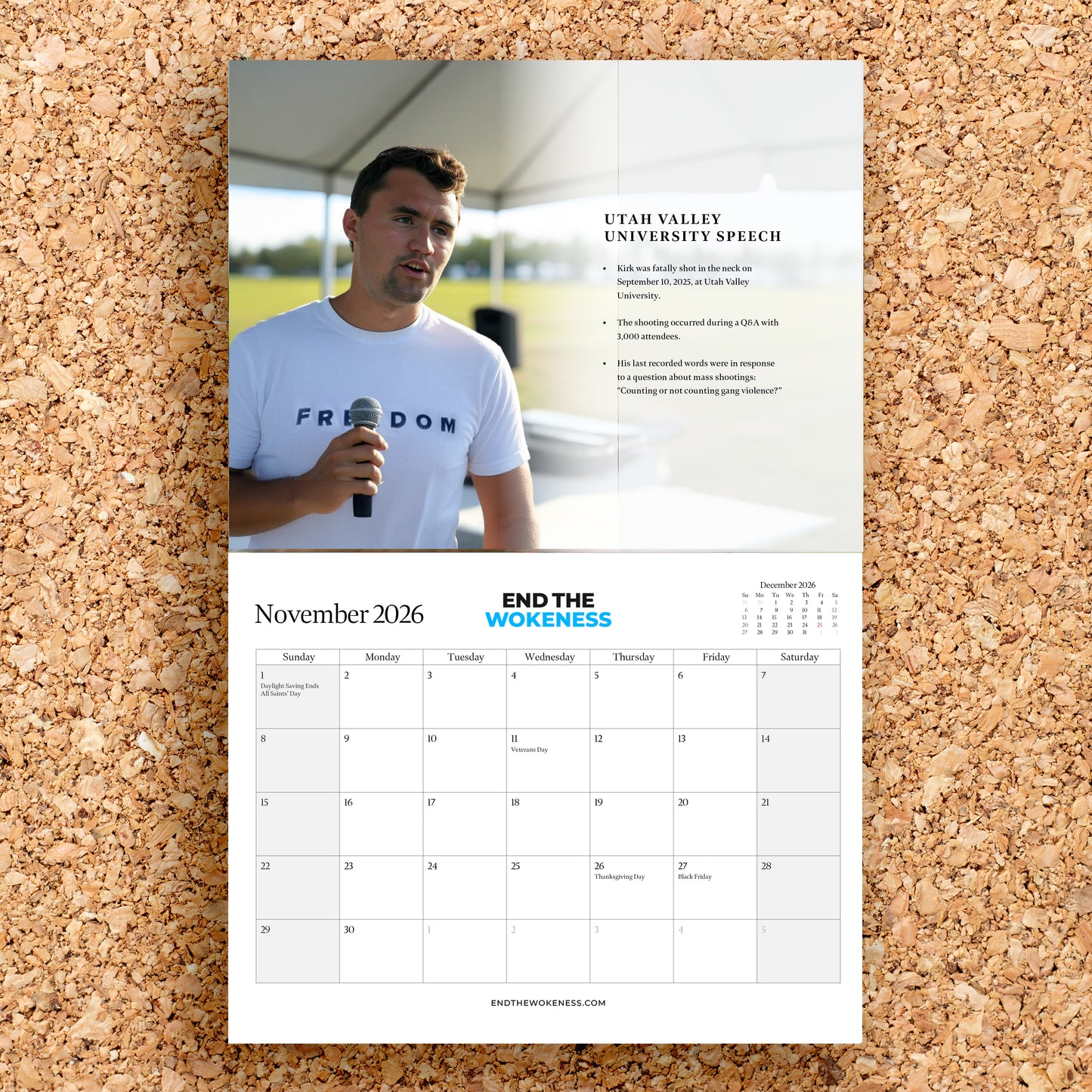Charlie Kirk 2026 Biography Calendar – A Year of Quotes, Milestones & Conservative Inspiration (Not Endorsed by Charlie Kirk))