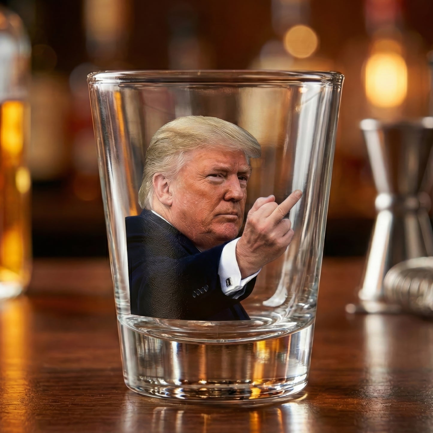 Trump Middle Finger to the Left Shot Glass πΊπΈπ