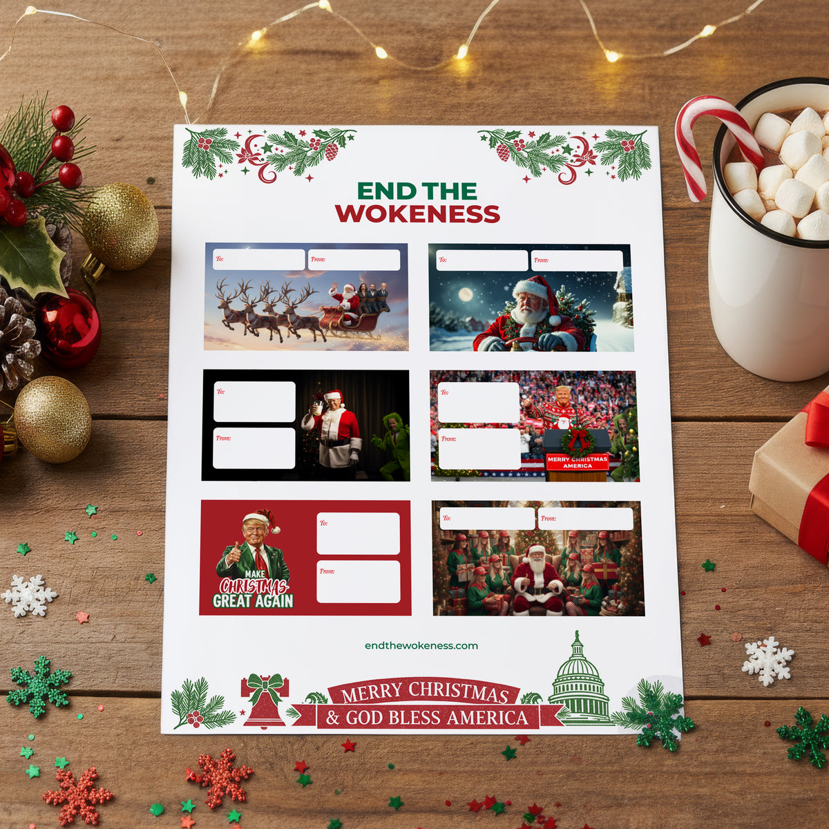 Trump Christmas Labels – End The Wokeness